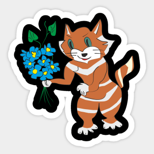 Cat with flowers Sticker
